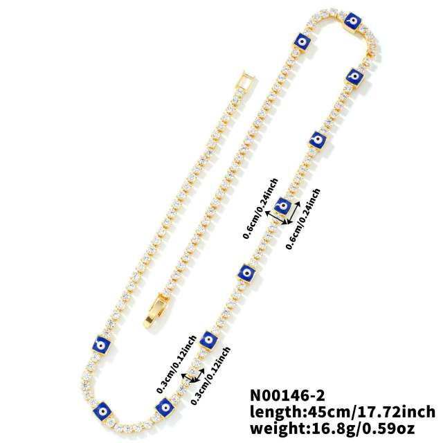 Hot sale glass bead evil eye tennis chain necklace
