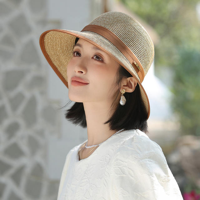 Elegant colorful ribbon sun hat starw hat for women