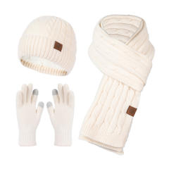 3-piece Set Women's Fashion warm cap scarf glove set for winter