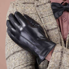Hot selling autumn winter warm top layer goat leather full palm touch screen men's leather gloves