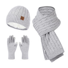 3-piece Set Women's Fashion warm cap scarf glove set for winter