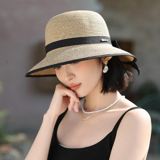 Elegant colorful ribbon sun hat starw hat for women