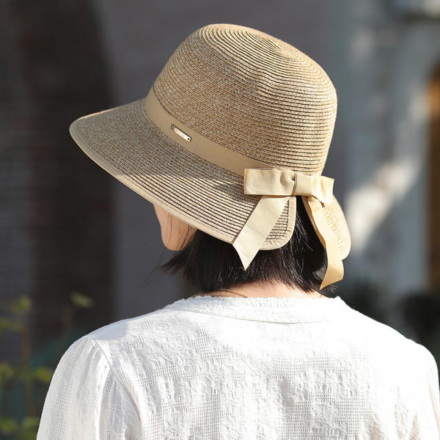 Elegant colorful ribbon sun hat starw hat for women