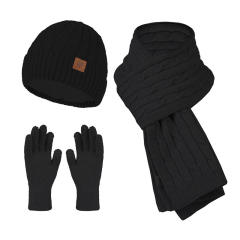 3-piece Set Women's Fashion warm cap scarf glove set for winter