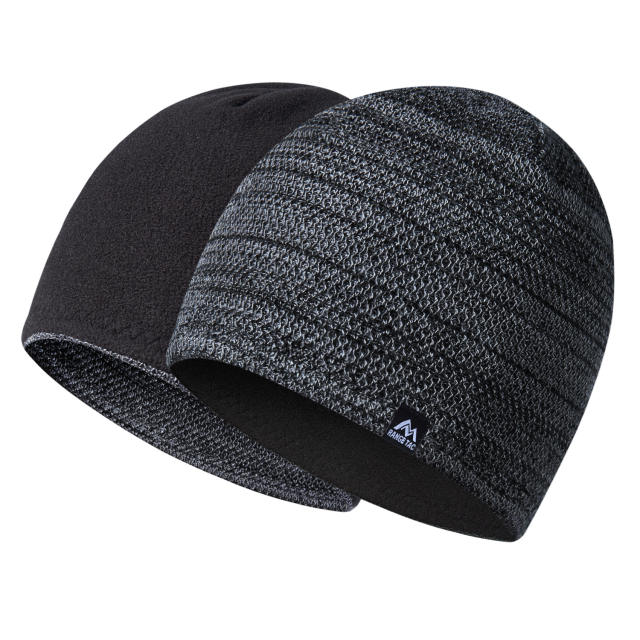 Autumn winter knitted wool hat men's sports fleece hat double-sided wearable ear protection cold hat
