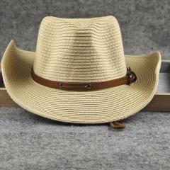 Big Head Cowboy Hat Summer Sun Hat Foldable Summer Seaside Travel Straw Hat
