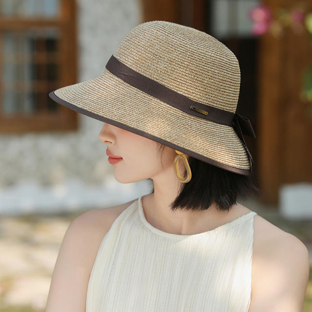 Elegant colorful ribbon sun hat starw hat for women