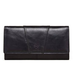 Genuine Leather Women's Wallet Retro Mobile Phone RFID Long Wallet