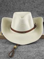 Big Head Cowboy Hat Summer Sun Hat Foldable Summer Seaside Travel Straw Hat