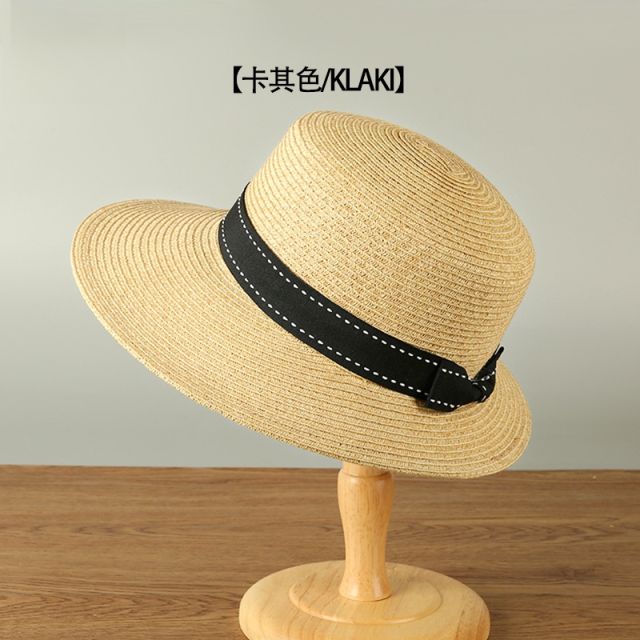Summer Hat Women's British Style Straw Hat with Large Brim