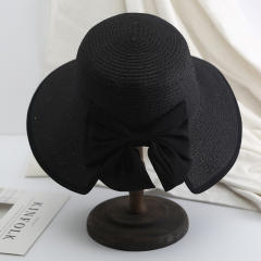 Foldable Large Brim Straw Hat sweet bow sunhat for women