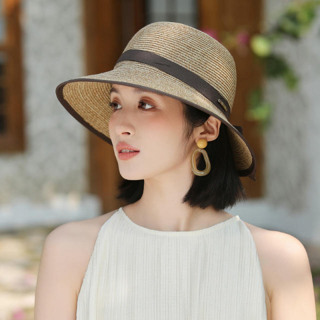 Elegant colorful ribbon sun hat starw hat for women