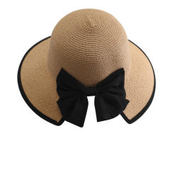 Foldable Large Brim Straw Hat sweet bow sunhat for women