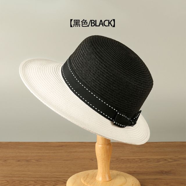 Summer Hat Women's British Style Straw Hat with Large Brim
