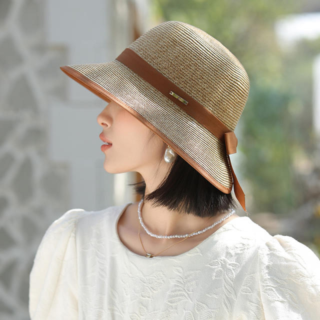 Elegant colorful ribbon sun hat starw hat for women