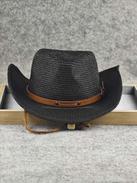 Big Head Cowboy Hat Summer Sun Hat Foldable Summer Seaside Travel Straw Hat