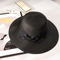 Straw Hat Women's French Style Retro Summer Travel Big Brim Beach Hat Foldable Sun Protection UV Protection