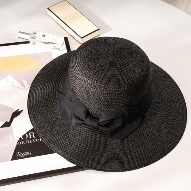 Straw Hat Women's French Style Retro Summer Travel Big Brim Beach Hat Foldable Sun Protection UV Protection