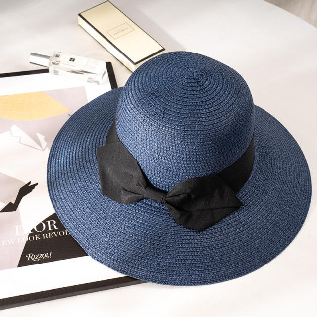 Straw Hat Women's French Style Retro Summer Travel Big Brim Beach Hat Foldable Sun Protection UV Protection