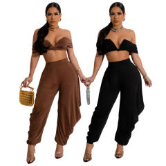 Popular independent station hot sale new tube top vest wide leg pants two-piece set