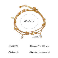Stainless Steel Stacked Bracelet suit Four-leaf Clover Natural Shell Pendant Simple Design Bracelet suit Women