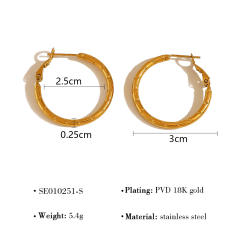 Simple bamboo hoop earrings stainless steel earrings