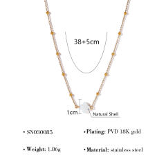 Stainless Steel Stacked Bracelet suit Four-leaf Clover Natural Shell Pendant Simple Design Bracelet suit Women
