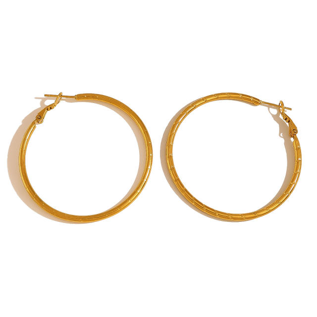Simple bamboo hoop earrings stainless steel earrings
