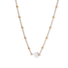 Stainless Steel Stacked Bracelet suit Four-leaf Clover Natural Shell Pendant Simple Design Bracelet suit Women