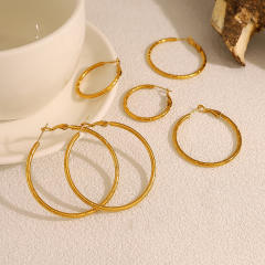 Simple bamboo hoop earrings stainless steel earrings