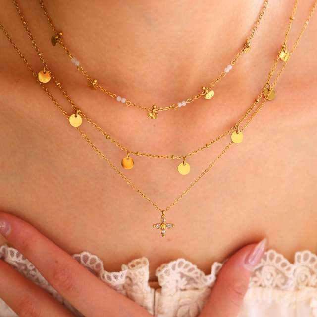 French style four-leaf clover pendant titanium steel dainty necklace collection