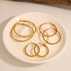 Simple bamboo hoop earrings stainless steel earrings