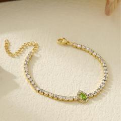 Delicate colorful geometric zircon stainless steel bracelet tennis bracelet