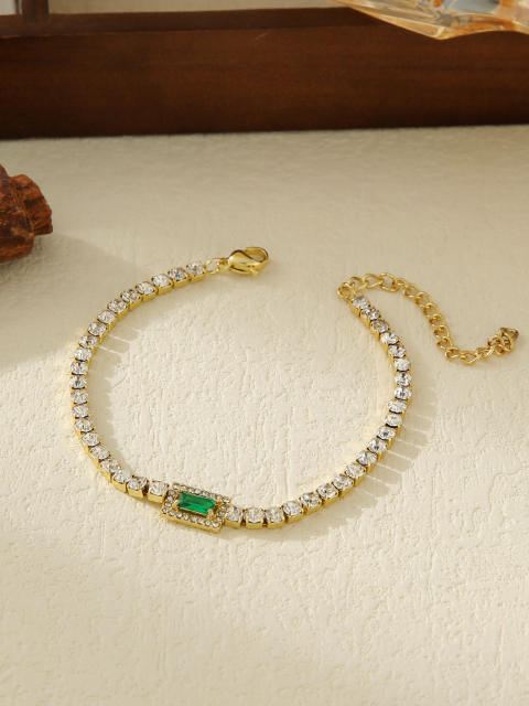 Delicate colorful geometric zircon stainless steel bracelet tennis bracelet
