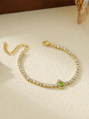 Delicate colorful geometric zircon stainless steel bracelet tennis bracelet