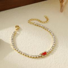 Delicate colorful geometric zircon stainless steel bracelet tennis bracelet