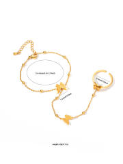 Elegant mother shell butterfly heart diamond evil eye stainless steel ring bracelet