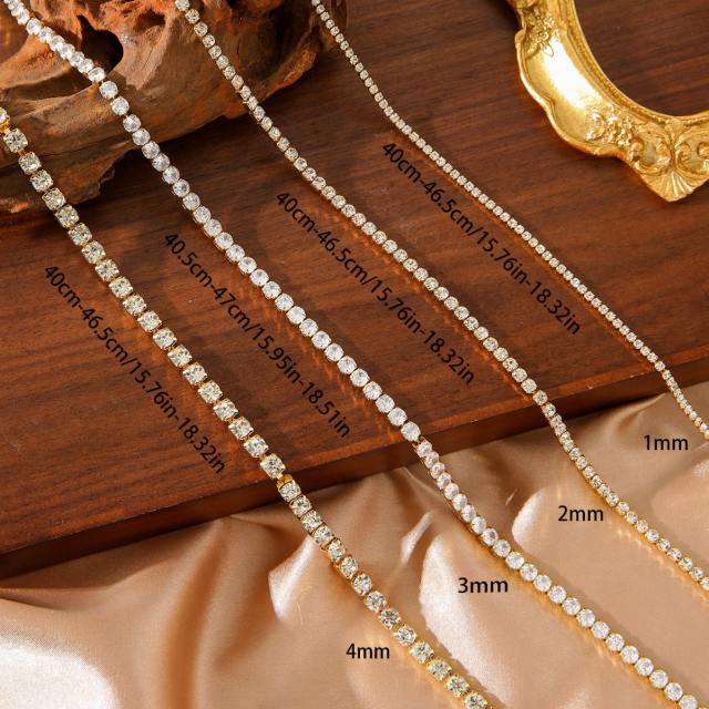 1mm/2mm/3mm/4mm Stainless steel tennis chain necklace