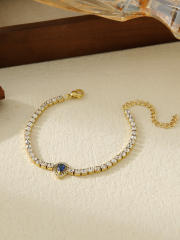 Delicate colorful geometric zircon stainless steel bracelet tennis bracelet