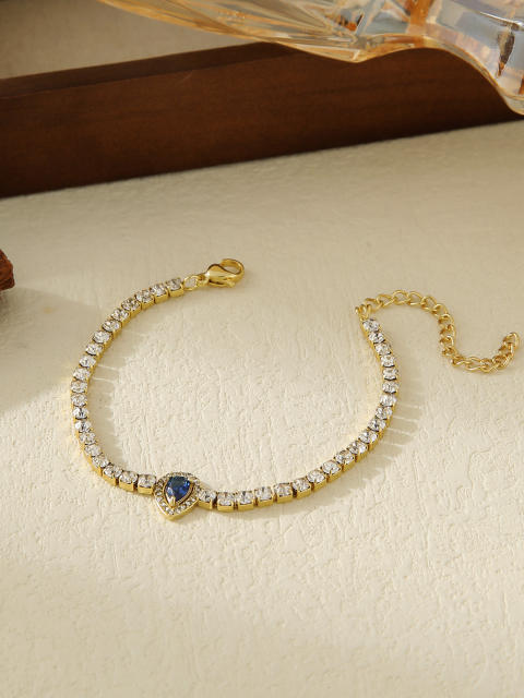 Delicate colorful geometric zircon stainless steel bracelet tennis bracelet