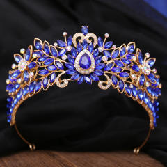 New design colorful glass crystal flower hair crown