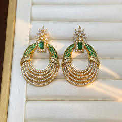 Micro-inlaid Colorful Zircon Earrings oval shape full diamond copper earrings