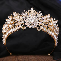 New design colorful glass crystal flower hair crown