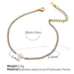 Baroque pearl stainless steel necklace bracelet set  tennis necklace bracelet set