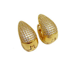 Chunky full diamond u shape gold plated copper earrings