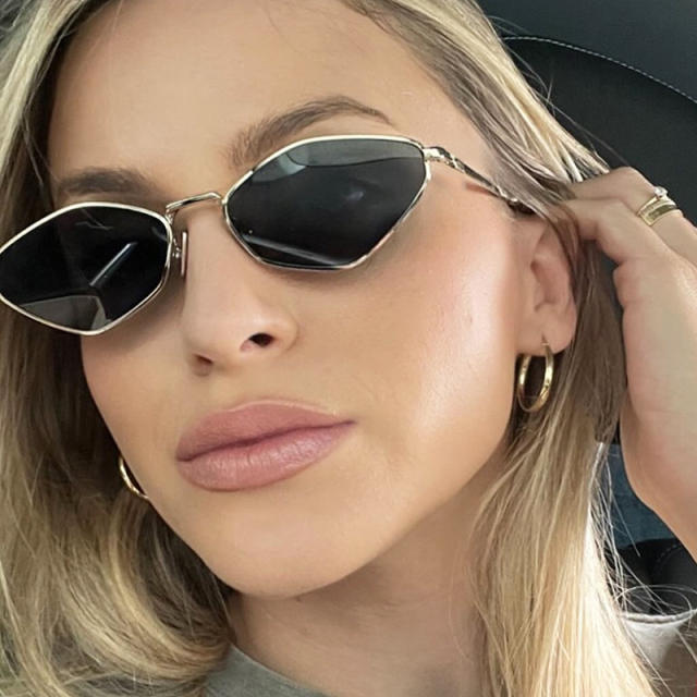 Diamond polygon small frame sunglasses 2025 new metal sunglasses