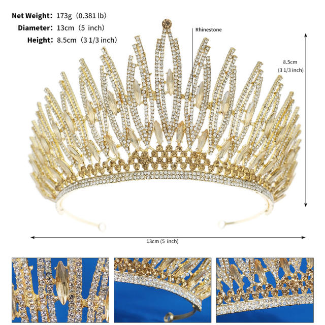 All match gold silver color full diamond unique wedding hair crown
