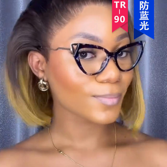 Triangular cat's eye flat mirror TR90 anti-blue light reading glasses