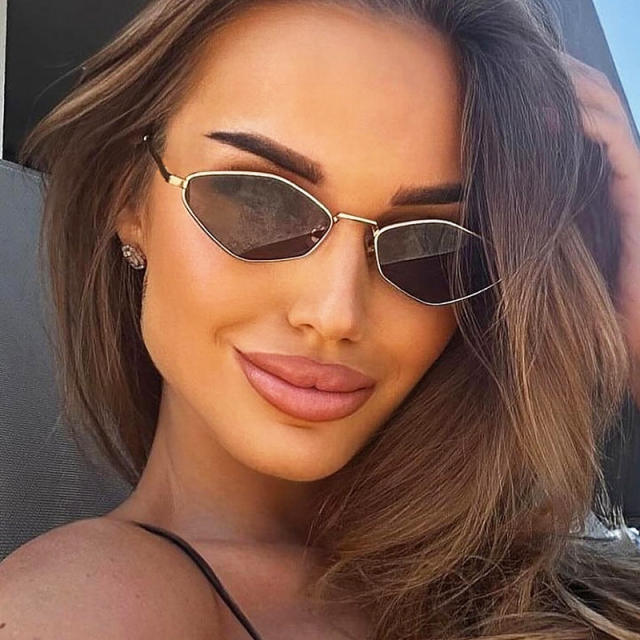 Diamond polygon small frame sunglasses 2025 new metal sunglasses