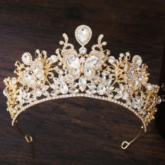 Delicate colorful glass crystal butterfly wedding hair crown
